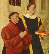 Jean Fouquet left wing of Melun diptych depicts Etienne Chevalier with his patron saint St. Stephen France oil painting artist